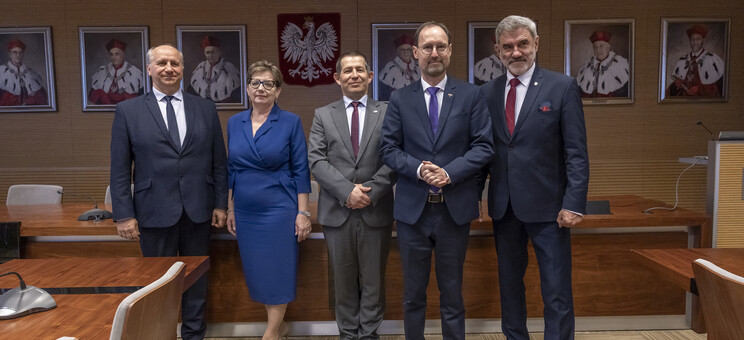 Od lewej: prof. PRz A. Trytek, prof. PRz I. Włoch, prof. PRz B. Miller, B. Dančák, M. Osak,